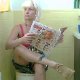 A pretty, blonde girl records herself shitting into a toilet in 2 waves with some pissing. The first shot is a close & nasty angle of a big turd coming out, then she sits backwards on the toilet for another small shit and the final wipe. Over 5.5 minutes.